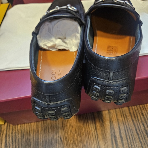 GUCCI Driver $895 Men\'s Black Leather With Horsebit Loafers UK 10.5 main image 6